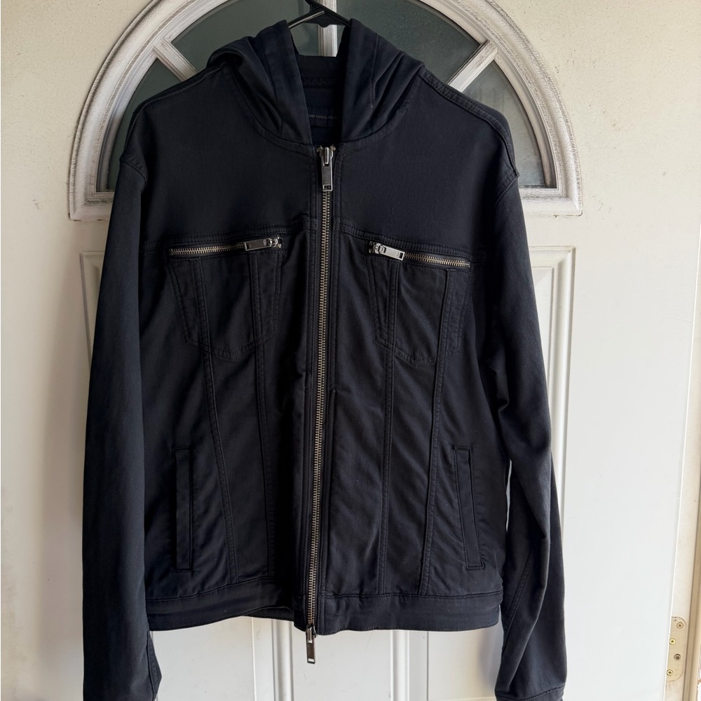 John Varvatos Black Hooded Jacket